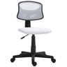 HOMCOM Cadeira de Escritório sem Apoio para os Braços Cadeira de Escritório Giratória com Encosto de Malha Respirável Altura Ajustável Carga 120 kg 43x48x78-88 cm Branco