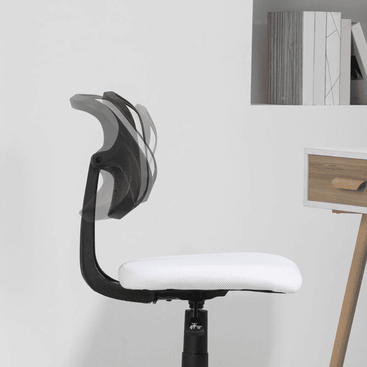 HOMCOM Cadeira de Escritório sem Apoio para os Braços Cadeira de Escritório Giratória com Encosto de Malha Respirável Altura Ajustável Carga 120 kg 43x48x78-88 cm Branco