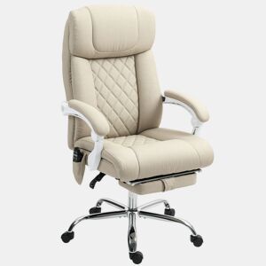 HOMCOM Cadeira de Escritório com Massagem Reclinável Cadeira Giratória com Altura Ajustável Função de Aquecimento Apoio para Pés Encosto Alto e Controlo Remoto para Estudo 66x70x112-120 cm Bege
