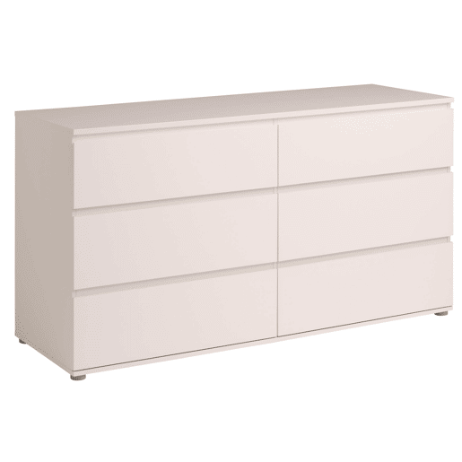 Cômoda de quarto estilo contemporâneo Sven em branco com 6 gavetas 151x82x50 cm