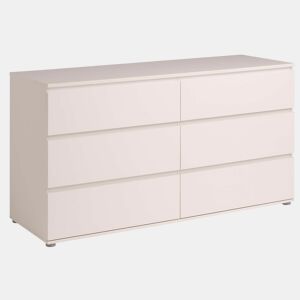 Cômoda de quarto estilo contemporâneo Sven em branco com 6 gavetas 151x82x50 cm