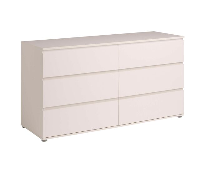 Cómoda Sven de Dormitorio Estilo Contemporáneo en color Blanco con 6 Cajones 151x82x50 cm