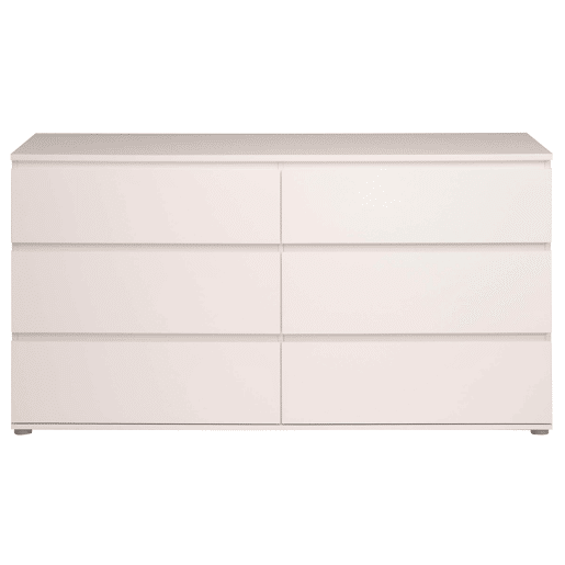 Cômoda de quarto estilo contemporâneo Sven em branco com 6 gavetas 151x82x50 cm