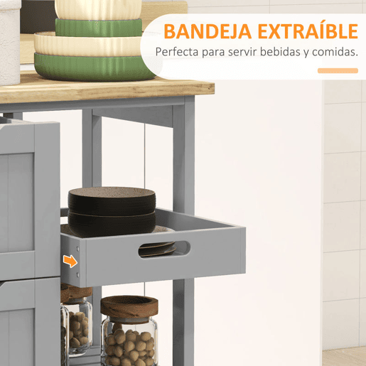 HOMCOM Carrinho de Cozinha com Rodas Carrinho de Serviço Multiuso com 3 Gavetas 2 Prateleiras Abertas e Bandeja para Sala de Jantar Sala de Estar 67x37x85,5 cm Cinzento