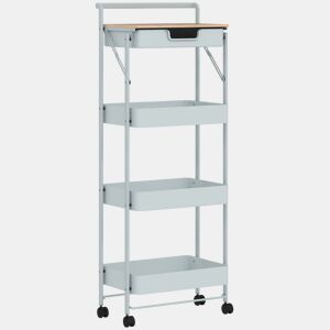 HOMCOM Carrinho Auxiliar com Rodas de 4 Níveis Carrinho de Cozinha com 1 Gaveta e 3 Cestos Carrinho Organizador para Dormitorio Sala Escritório 45x29,5x117,5 cm Verde