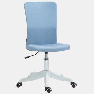 HOMCOM Cadeira de Escritório sem Apoio para os Braços Cadeira de Escritório Giratória Estofada em Linho Sintético com Altura Ajustável para Estudo Dormitório Tocador Carga 120 kg 53x43x85-93 cm Azul