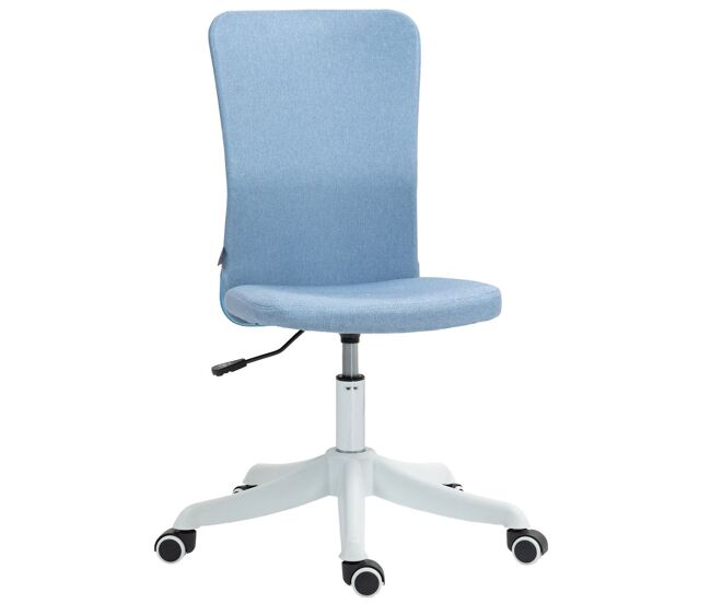 Homcom silla de escritorio sin brazos silla de oficina giratoria tapizado en lino sintético con altura ajustable para estudio dormitorio tocador carga 120 kg azul claro
