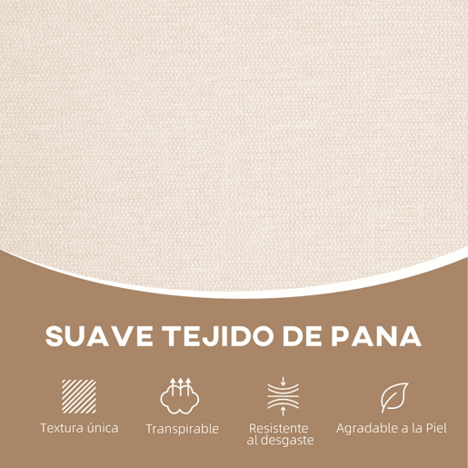 HOMCOM Sofá de 2 Lugares Estofado em Chenille Sofá Sala de Estar com 2 Almofadas Laváveis e Apoio para os Braços em Vime Sintético Sofá Pequeno Carga 240 kg 123x75x88 cm Bege