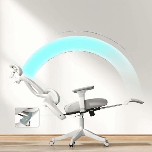 HOMCOM Cadeira de Escritório de Malha Reclinável com Apoio para a Cabeça Ajustável Suporte Lombar Apoio para os Pés Apoios para os Braços e Altura Regulável Suporta até 135 kg 71x70x109-119 cm Cinza