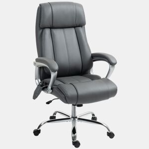 HOMCOM Cadeira de Escritório com Massagem Cadeira Giratória com Altura Ajustável Função de Aquecimento e Função de Inclinação Controlo Remoto para Estudo 66x72x113-121 cm Cinzento Escuro