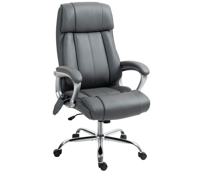 Homcom silla de oficina con masaje de 6 puntos silla de escritorio giratoria con función de calefacción altura ajustable y función de basculante mando a distancia para estudio gris oscuro