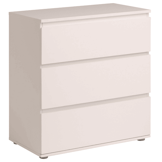 Cômoda de quarto estilo contemporâneo Sven em branco com 3 gavetas 77x82x40 cm