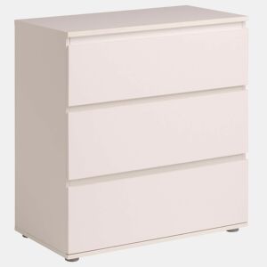 Cômoda de quarto estilo contemporâneo Sven em branco com 3 gavetas 77x82x40 cm