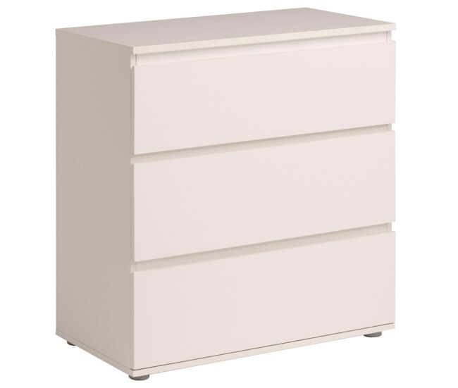 Cómoda Sven de Dormitorio Estilo Contemporáneo en Color Blanco con 3 Cajones 77x82x40 cm
