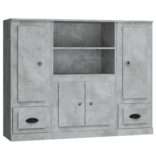 vidaXL Armários altos 3 pcs derivados de madeira cinzento cimento vidaXL Armários altos 3 pcs derivados de madeira cinzento cimento
