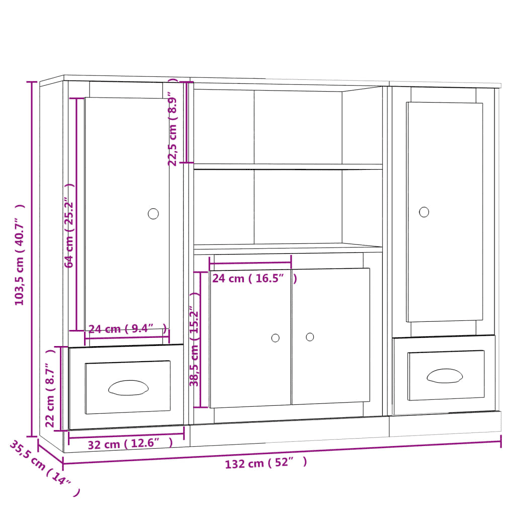 vidaXL Armários altos 3 pcs derivados de madeira cinzento cimento vidaXL Armários altos 3 pcs derivados de madeira cinzento cimento