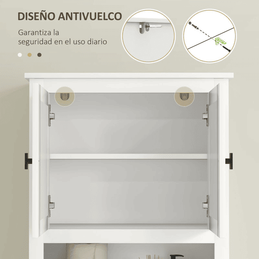 HOMCOM Móvel sobre Sanita Armário sobre Sanita com 2 Portas com Frente em Vime Compartimento e Prateleira Ajustável Móvel Casa de Banho 60x19,5x160 cm Branco