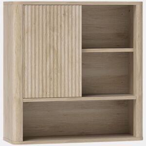 HOMCOM Armário de Casa de Banho de Parede Móvel de Casa de Banho com Prateleiras Ajustáveis Porta Deslizante Compartimentos e Desenho Elegante 60x20x62 cm Madeira
