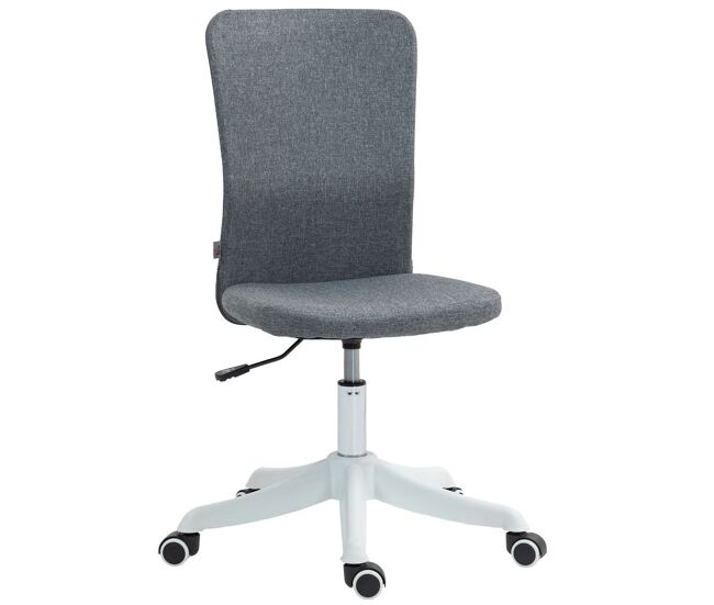 Homcom silla de escritorio sin brazos silla de oficina giratoria tapizado en lino sintético con altura ajustable para estudio dormitorio tocador carga 120 kg gris