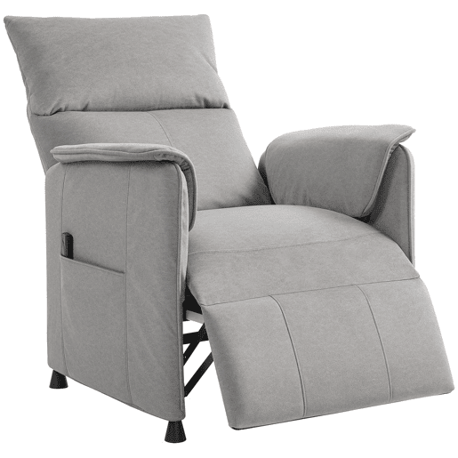 HOMCOM Poltrona Relax Reclinável Elétrica Poltrona Reclinável Silenciosa com Função Memória Apoio para Pés Controlo Remoto e Bolsos Laterais para Dormitório Sala de Estar 80x83x104 cm Cinzento