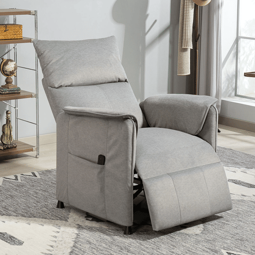 HOMCOM Poltrona Relax Reclinável Elétrica Poltrona Reclinável Silenciosa com Função Memória Apoio para Pés Controlo Remoto e Bolsos Laterais para Dormitório Sala de Estar 80x83x104 cm Cinzento
