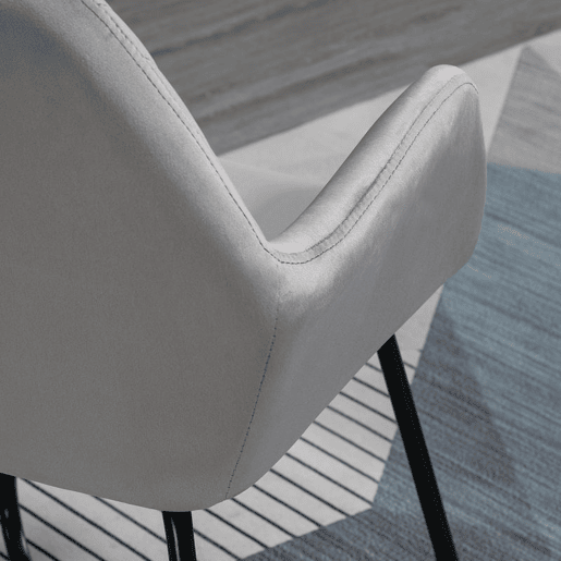 HOMCOM Cadeira de Sala de Jantar Cadeira Estofada em Veludo com Assento Acolchoado Base Metálica Cruzada Cadeira de Leitura para Sala de Estar Quarto 60x56,5x85 cm Cinza