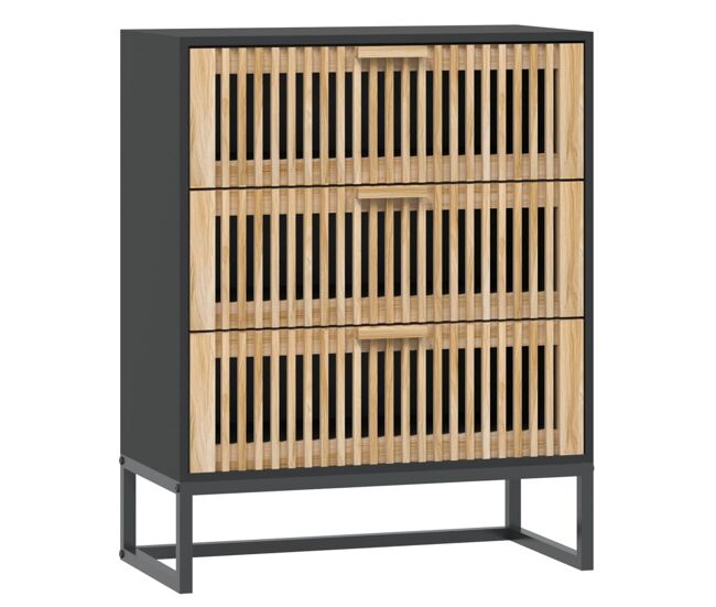 Vidaxl aparador de madera contrachapada negro 60x30x75 cm