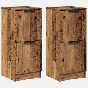 vidaXL Aparadores 2 pcs 30x30x70 cm derivados de madeira madeira velha