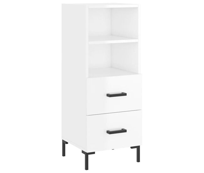 Vidaxl aparador de madera contrachapada blanco brillante 34,5x34x90 cm