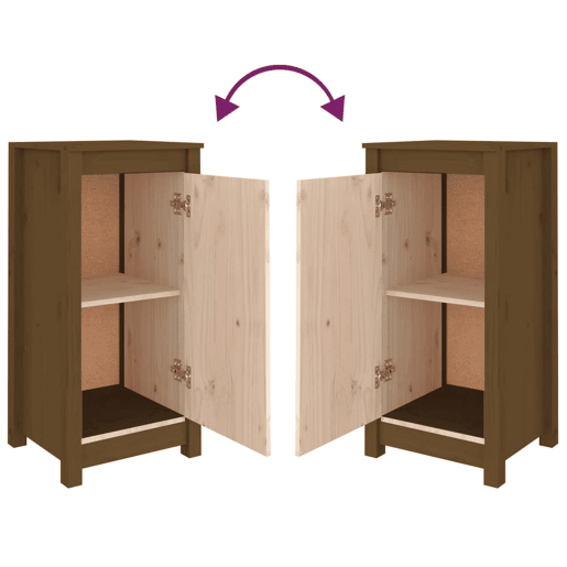 vidaXL Aparadores 2 pcs 39x35x80 cm madeira pinho maciça castanho mel