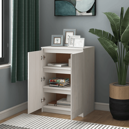 vidaXL Aparador pinho maciço 60x36x84 cm branco