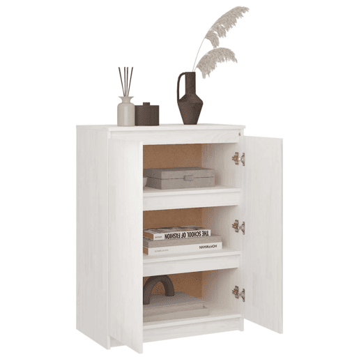 vidaXL Aparador pinho maciço 60x36x84 cm branco