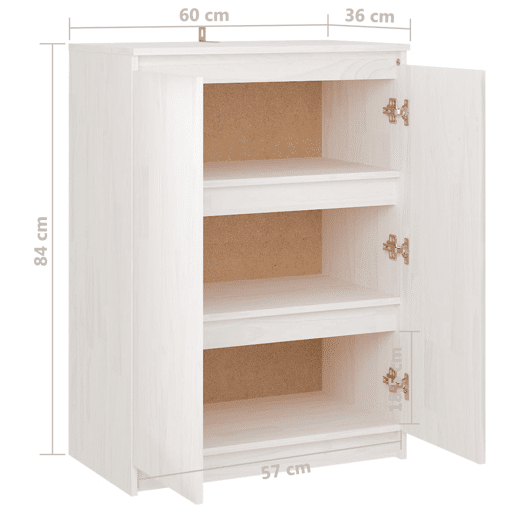 vidaXL Aparador pinho maciço 60x36x84 cm branco