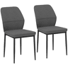 HOMCOM Conjunto de 2 Cadeiras de Jantar Modernas Cadeiras de Cozinha com Assento Acolchoado e Estofado Encosto Curvo Pés de Aço para Sala Quarto 45x57x86 cm Cinzento