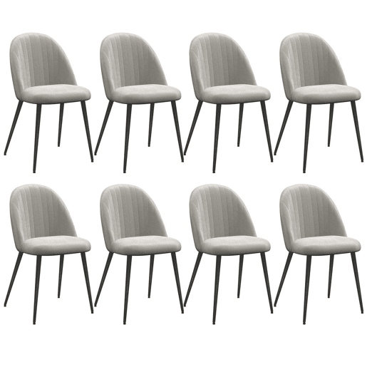 HOMCOM Conjunto de 8 Cadeiras de Sala de Jantar Modernas Cadeiras Estofadas em Veludo com Encosto Alto e Pés de Aço para Sala de Estar 50x52x83 cm Cinza