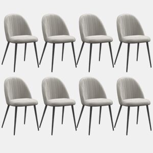 HOMCOM Conjunto de 8 Cadeiras de Sala de Jantar Modernas Cadeiras Estofadas em Veludo com Encosto Alto e Pés de Aço para Sala de Estar 50x52x83 cm Cinza