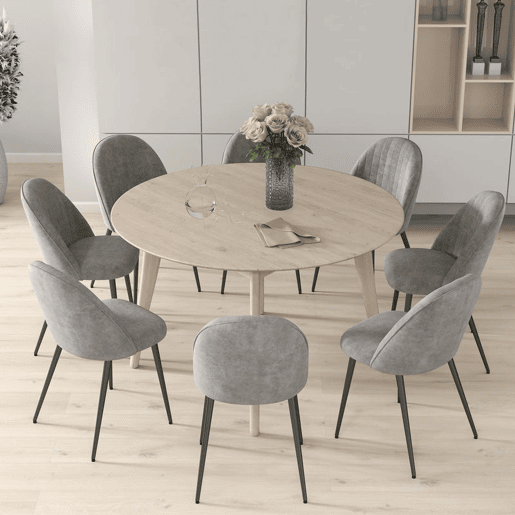 HOMCOM Conjunto de 8 Cadeiras de Sala de Jantar Modernas Cadeiras Estofadas em Veludo com Encosto Alto e Pés de Aço para Sala de Estar 50x52x83 cm Cinza