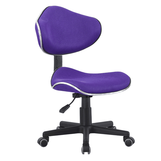 Cadeira de escritório moderna Bambola em roxo com estrutura de metal preta 53x82x53 cm