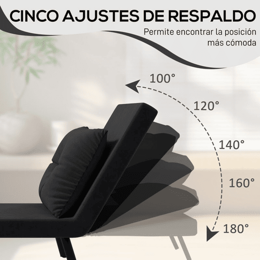 HOMCOM Poltrona Convertível em Cama Dobrável Poltrona 3 em 1 Convertível em Cama com Encosto Ajustável em 5 Níveis e Almofada Acolchoada para Escritório Sala de Estar Carga 120 kg 63x73x81 cm Preto