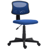 HOMCOM Cadeira de Escritório sem Apoio para os Braços Cadeira de Escritório Giratória com Encosto de Malha Respirável Altura Ajustável Carga 120 kg 43x48x78-88 cm Azul