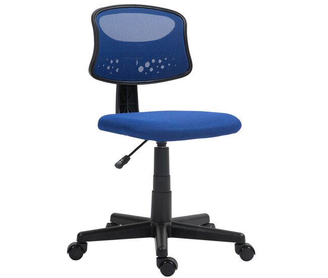 Homcom silla de oficina ergonómica sin brazos silla de escritorio giratoria con respaldo de malla transpirable altura ajustable silla de despacho carga 120 kg azul