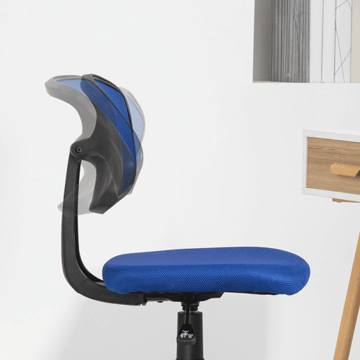 HOMCOM Cadeira de Escritório sem Apoio para os Braços Cadeira de Escritório Giratória com Encosto de Malha Respirável Altura Ajustável Carga 120 kg 43x48x78-88 cm Azul