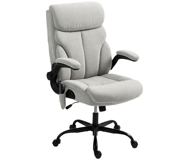 Homcom silla de oficina con masaje y función de calefacción silla de escritorio giratoria con altura ajustable reposabrazos abatibles respaldo alto y mando a distancia gris