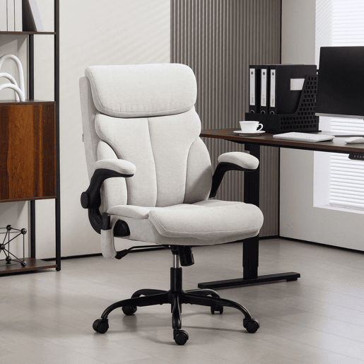 HOMCOM Cadeira de Escritório com Massagem Cadeira Giratória com Altura Ajustável Função de Aquecimento Apoios de Braços Rebatíveis Encosto Alto e Controlo Remoto 66x67x113-121 cm Cinzento