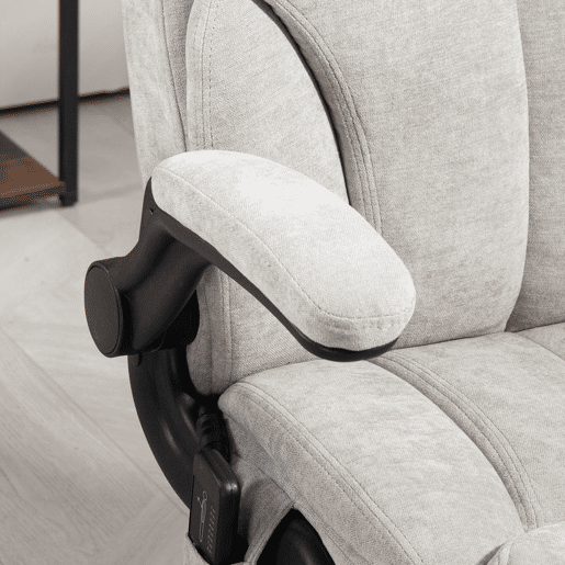 HOMCOM Cadeira de Escritório com Massagem Cadeira Giratória com Altura Ajustável Função de Aquecimento Apoios de Braços Rebatíveis Encosto Alto e Controlo Remoto 66x67x113-121 cm Cinzento