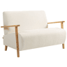 HOMCOM Sofá de 2 Lugares Estofado em Borreguito Sofá de Sala de Estar de 118 cm com Acolchoado Espesso Apoios de Braço e Pés de Madeira para Quarto Sala de Estar 118x76x78 cm Creme
