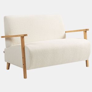 HOMCOM Sofá de 2 Lugares Estofado em Borreguito Sofá de Sala de Estar de 118 cm com Acolchoado Espesso Apoios de Braço e Pés de Madeira para Quarto Sala de Estar 118x76x78 cm Creme