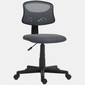 HOMCOM Cadeira de Escritório sem Apoio para os Braços Cadeira de Escritório Giratória com Encosto de Malha Respirável Altura Ajustável Carga 120 kg 43x48x78-88 cm Cinza