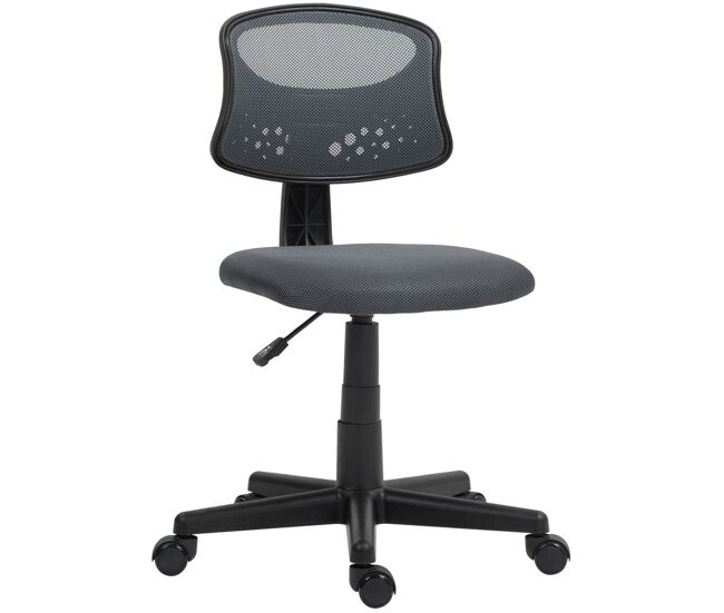 Homcom silla de oficina ergonómica sin brazos silla de escritorio giratoria con respaldo de malla transpirable altura ajustable silla de despacho carga 120 kg gris