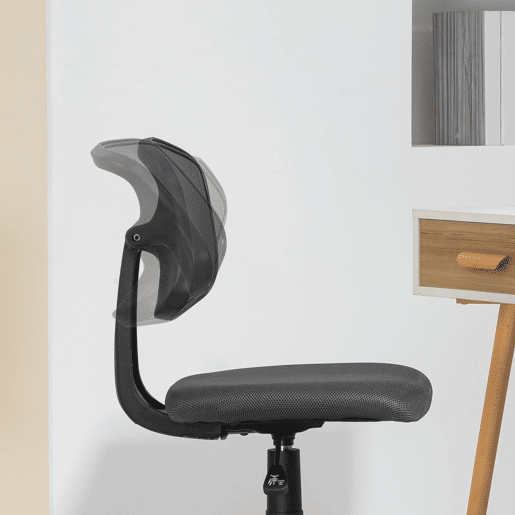 HOMCOM Cadeira de Escritório sem Apoio para os Braços Cadeira de Escritório Giratória com Encosto de Malha Respirável Altura Ajustável Carga 120 kg 43x48x78-88 cm Cinza